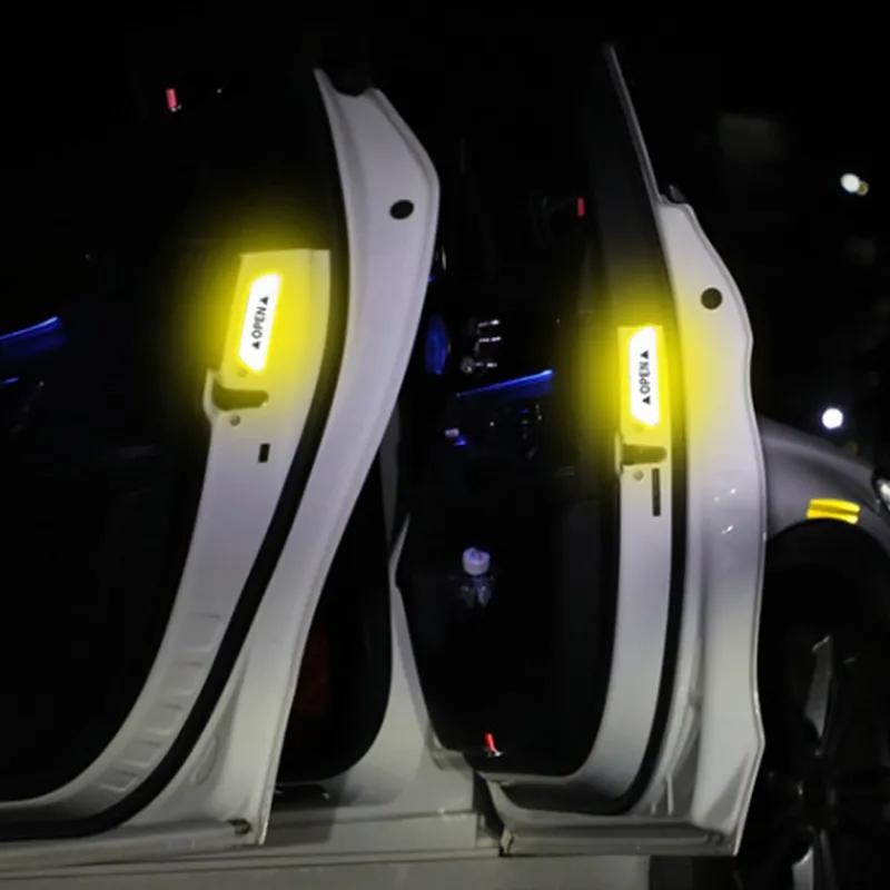 12Pcs Reflective Car Door Sticker Safety Opening Warning Reflector Mark Tape Decal Car Styling Decor Car Exterior Accessories