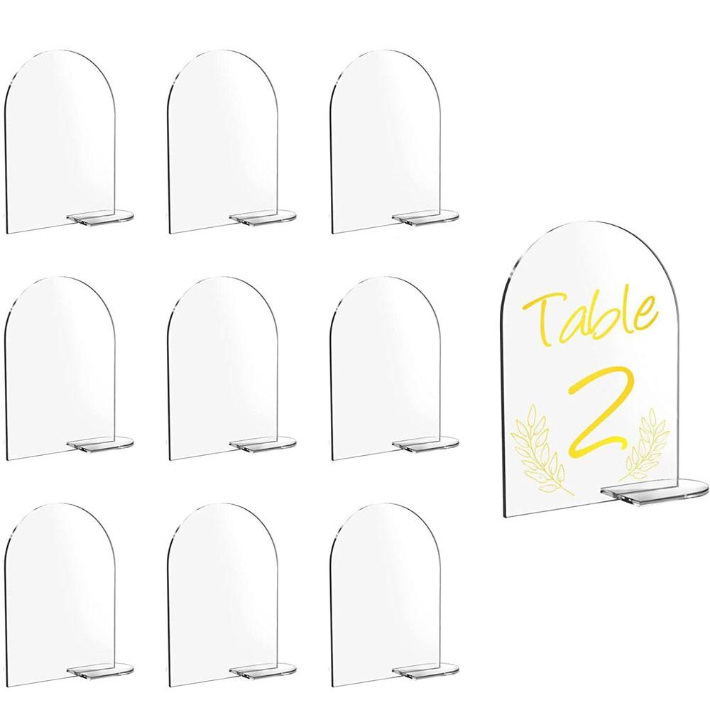 5/10/20Pcs Clear Acrylic Arch Sign with Stand Blank Name Tags Wedding Table Number Holder Place Card Party Wedding Decoration