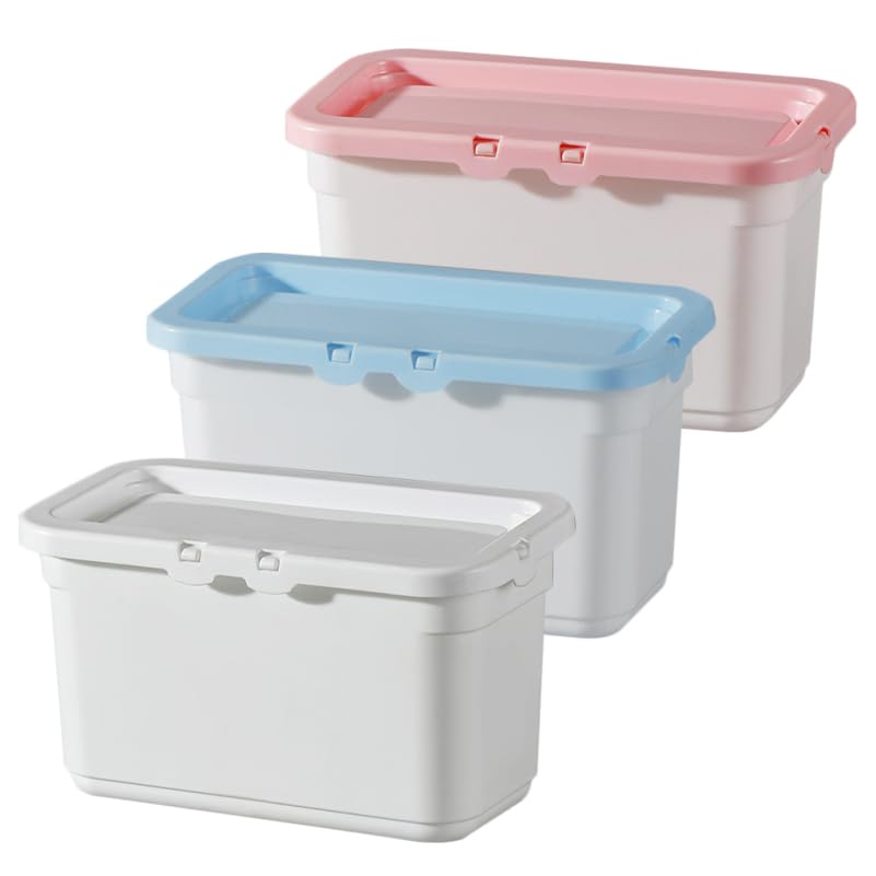 DOITOOL 3-Piece Large Capacity Plastic Laundry Bead Storage Box with Lid, 7.2" x 4.1" x 3.9" for Laundry Powder Storage and Detergent Storage