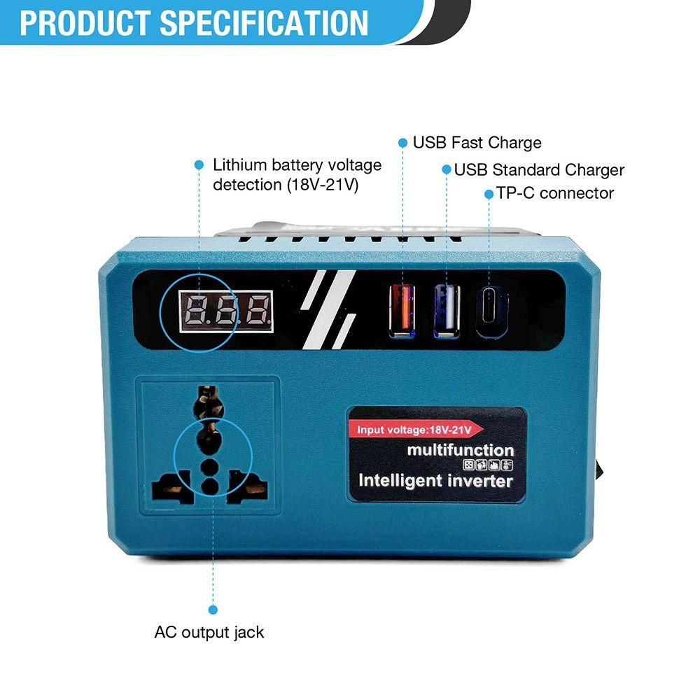DC 18V-21V Eingang 120W Wechselrichter Elektrowerkzeug Akku-Wechselrichter Camping-Nutzung