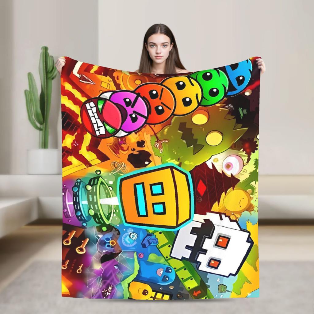 Geometry Gaming Dashed  Warm Blanket  Boy Girl Plush Throw Blanket Funny Living Room Flannel Bedspread Sofa Bed Cover