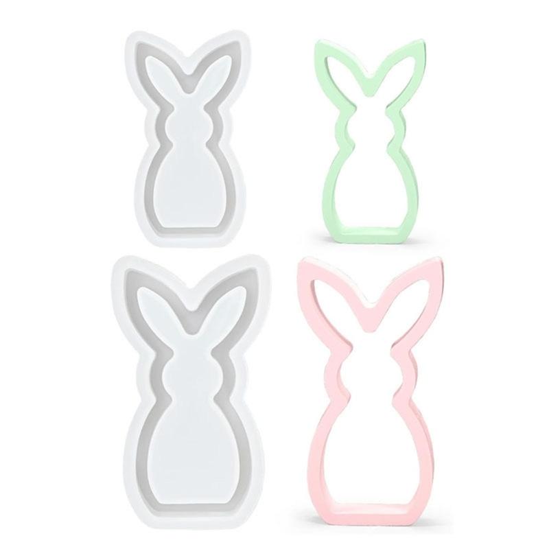 Easter Hare Silicone Candle Molds Heat Resistant for Epoxy Resin Making Candle Soap Tealight Stand Festival Decoration
