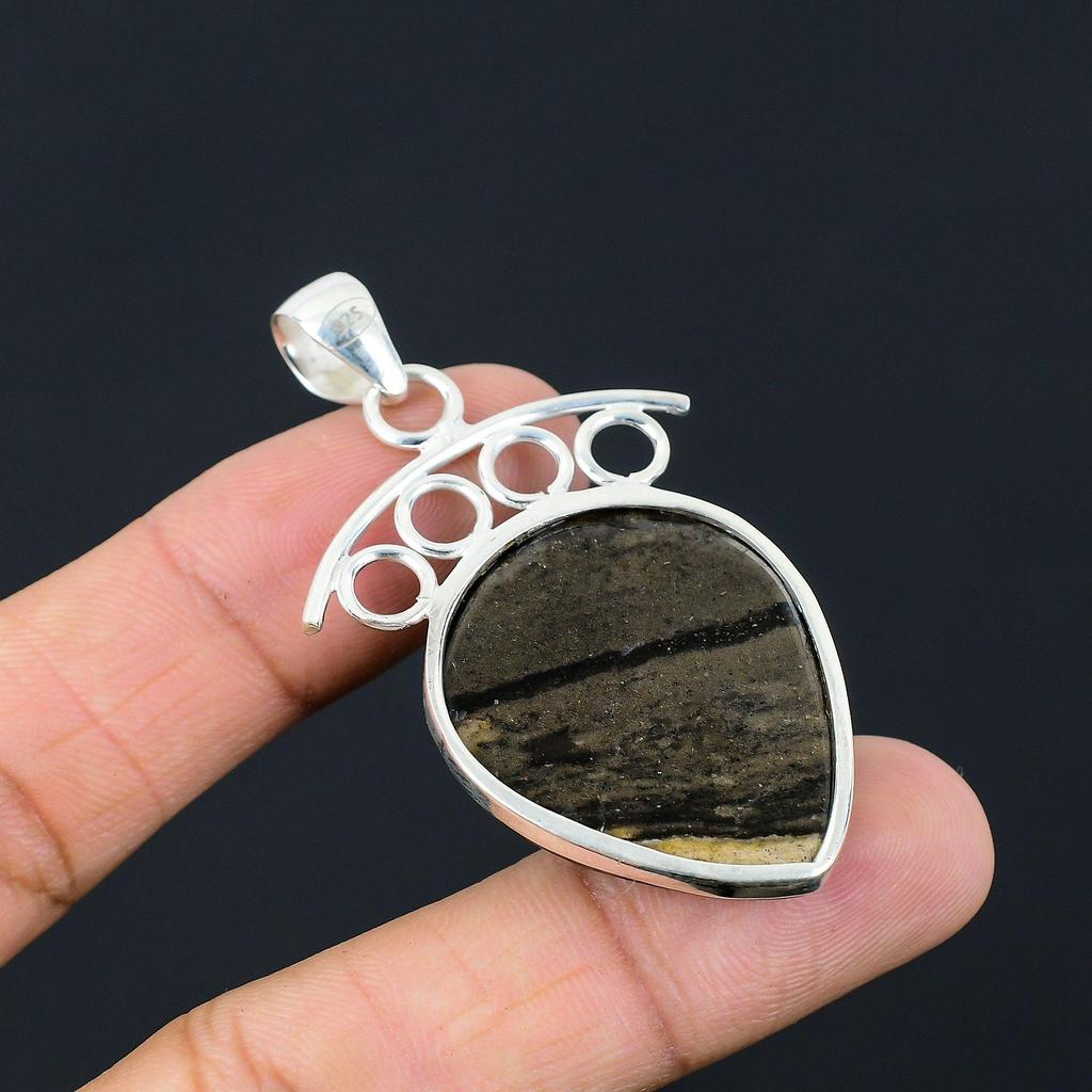 Friendship Day Sale 925 Sterling Silver Picture Jasper Gemstone Daughter Pendant