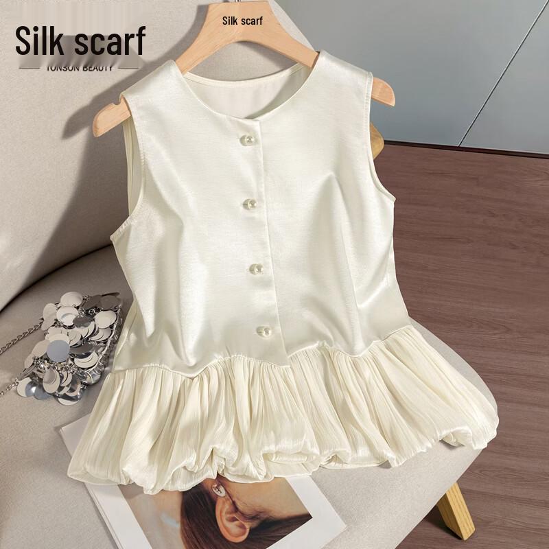 Sisberson Women s Elegant Round Neck Stitching Vest M