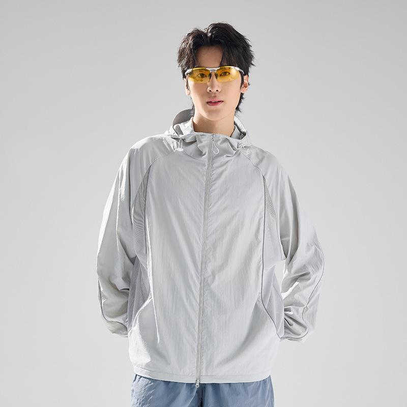 1011 Outdoor Original Yarn Ice Silk Sunscreen Clothing Men's Breathable UV Protection Hooded Light and Thin Sunscreen Summer Jacket