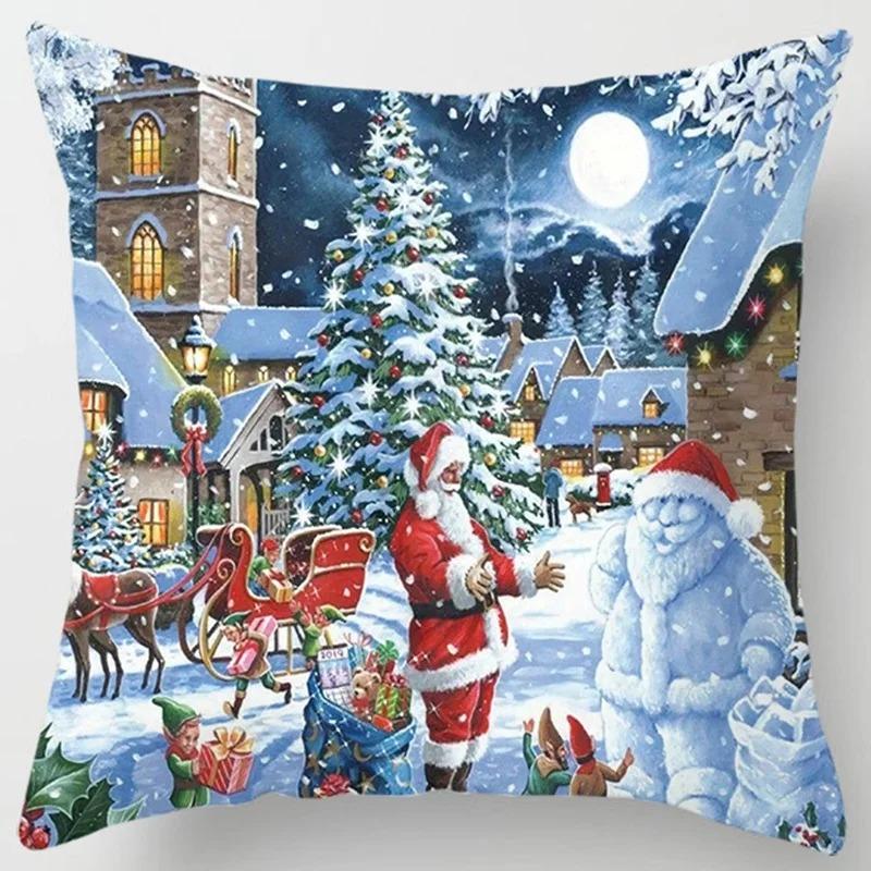 Weihnachts-Themen-Kissenbezüge Auto Zubehör Büro Santa Claus Wohnzimmer Sofa Hause Kissenbezüge