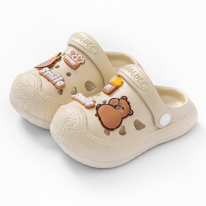 

Capybara children s clogs, boys slippers, summer soft-soled non-slip baby parent-child home sandals for girls 24-25Inner Length16cm хаки