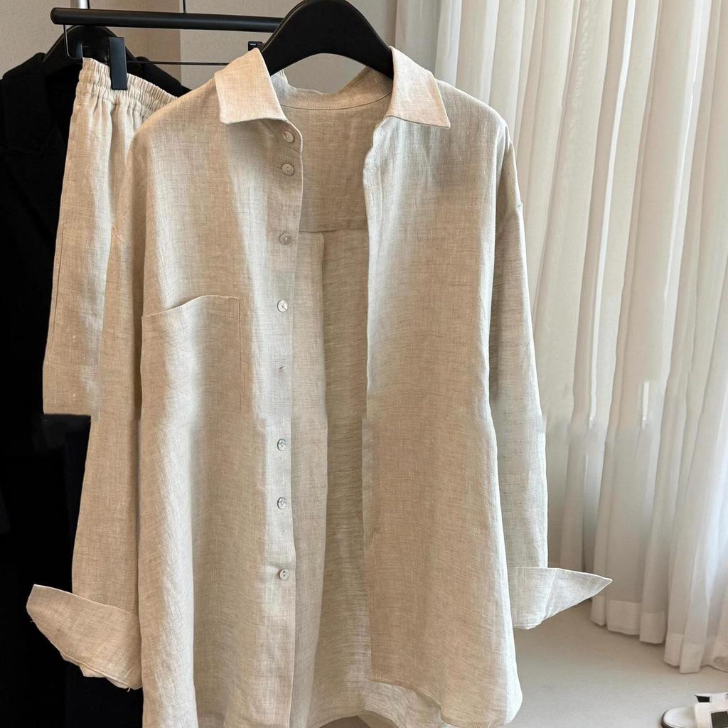 Women's 100% Linen Loose-Fit Shirt: Old Money Style, Spring/Summer 2026 – Comfortable, Casual, and Effortlessly Chic.