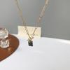 Silverbene Geometry Black CZ Rectangle 925 Sterling Silver Necklace