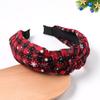 Fashion Women Plaid Knot Snowflake Print Elastic Hairband Christmas Hair Hoop