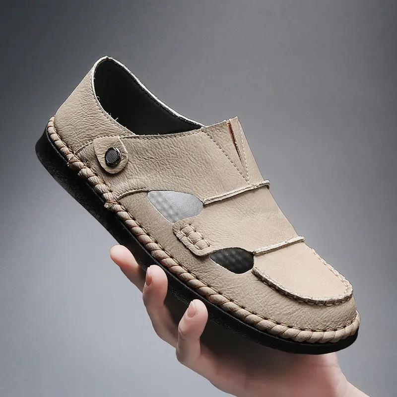 

Retro Casual Sewing Men s Sandals Daily Comfortable Lightweight Anti Slip Hollow Out Shoes Sandalias De Verano Para Hombres 38 песочный