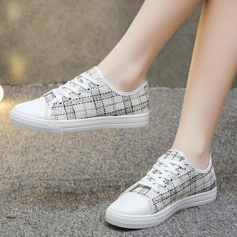 Summer New Trend Canvas Shoes Women Fashion Casual Women 'S Sneakers Mixed Colors Round Toe Lace -Up Shoes For Women Flats