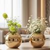 Metal Ball Round Metal Vase Set of 2 for Home Décor Decorative Flower Pot for Valentine’s Day
