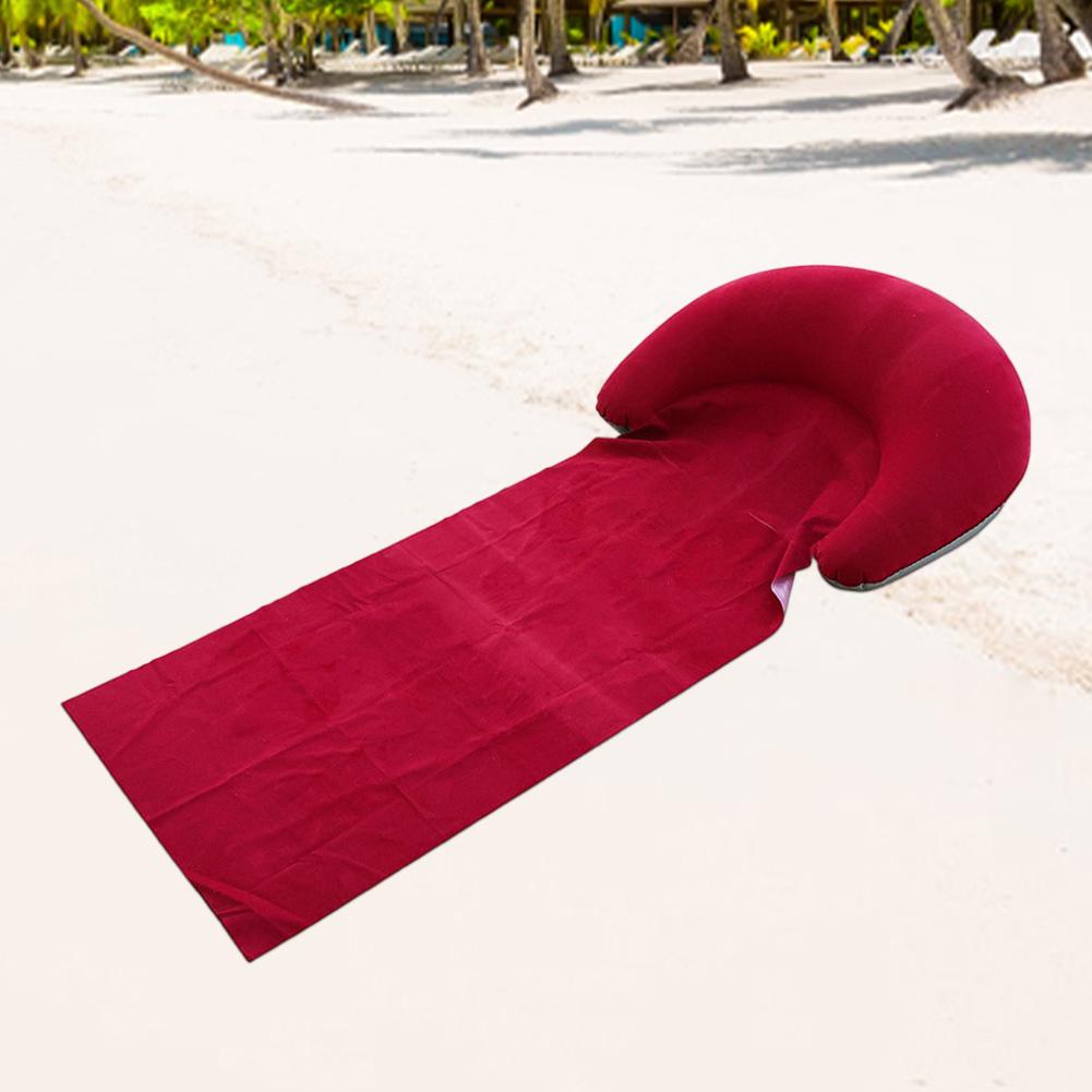 Inflatable Lounger with Head Rest Flocking Air Couch Ergonomic Portable Beach Chair Camping Air Bed for Camping Beach