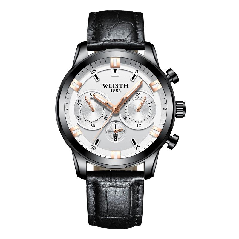 Top Brand Fashion Men's Watch Fake Three Eyes Quartz Steel Band Waterproof Student Men's Watch