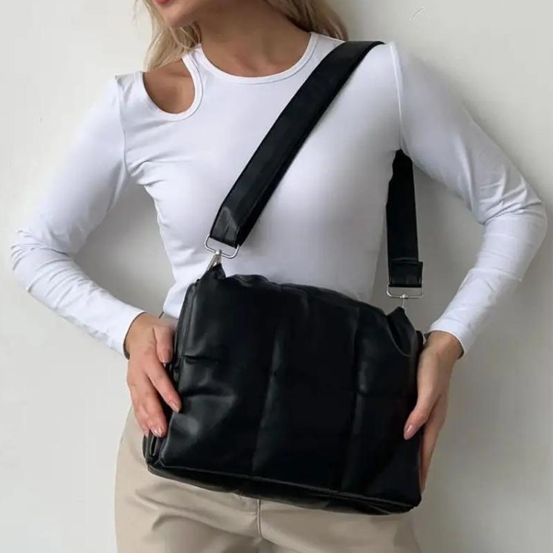Women's quilted shoulder bag soft cotton pillow-shaped designer shoulder bags luxurious PU leather large bag fashion