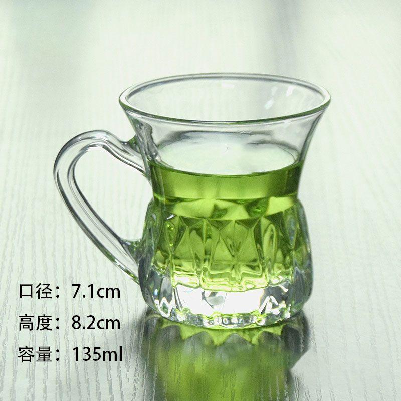 Espresso Cup, Retro Home Coffee Cup with Handle Small Delicate Transparent Glass Afternoon Teacup Women's European Milk Cup