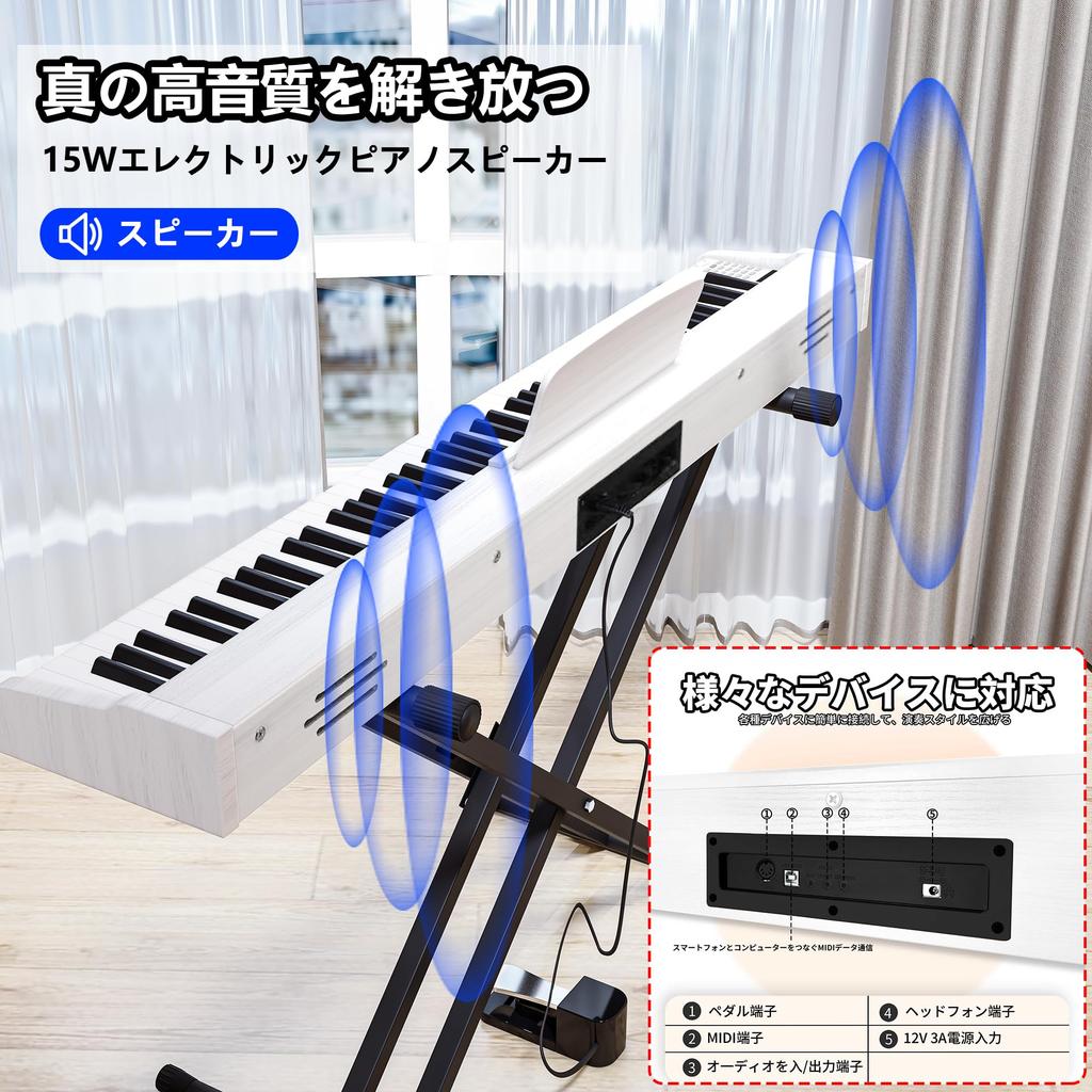 IKTMI Electronic 88 Electronic 88 Soporte para piano electrónico Piano portátil MIDI Pedal portátil X Soporte blanco Piano, Teclas, Piano, Madera, Teclas, Juego,