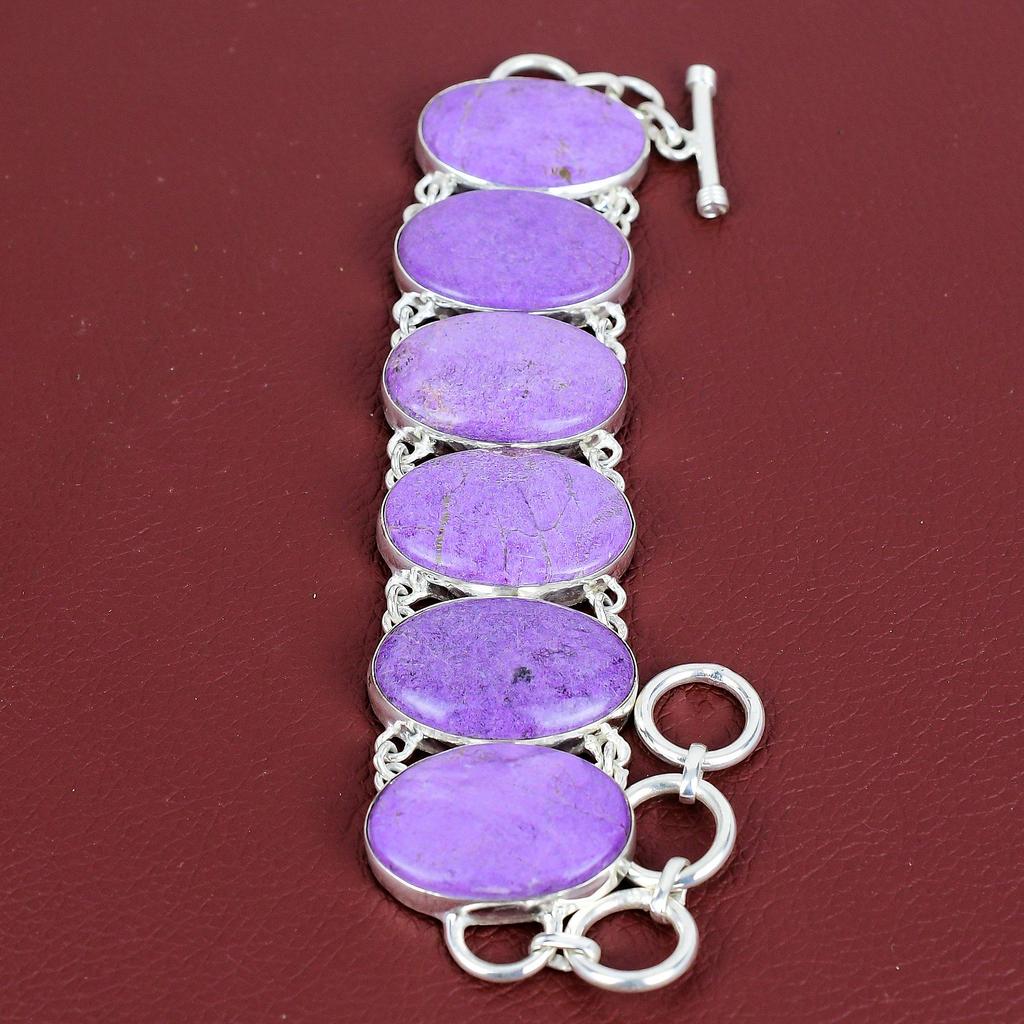 Purpurite Bracelet Gemstone Bracelet Antique Jewelry 925 Sterling Silver Bracelet Adjustable Chain Bracelet Handmade Jewelry Gifts for Wife