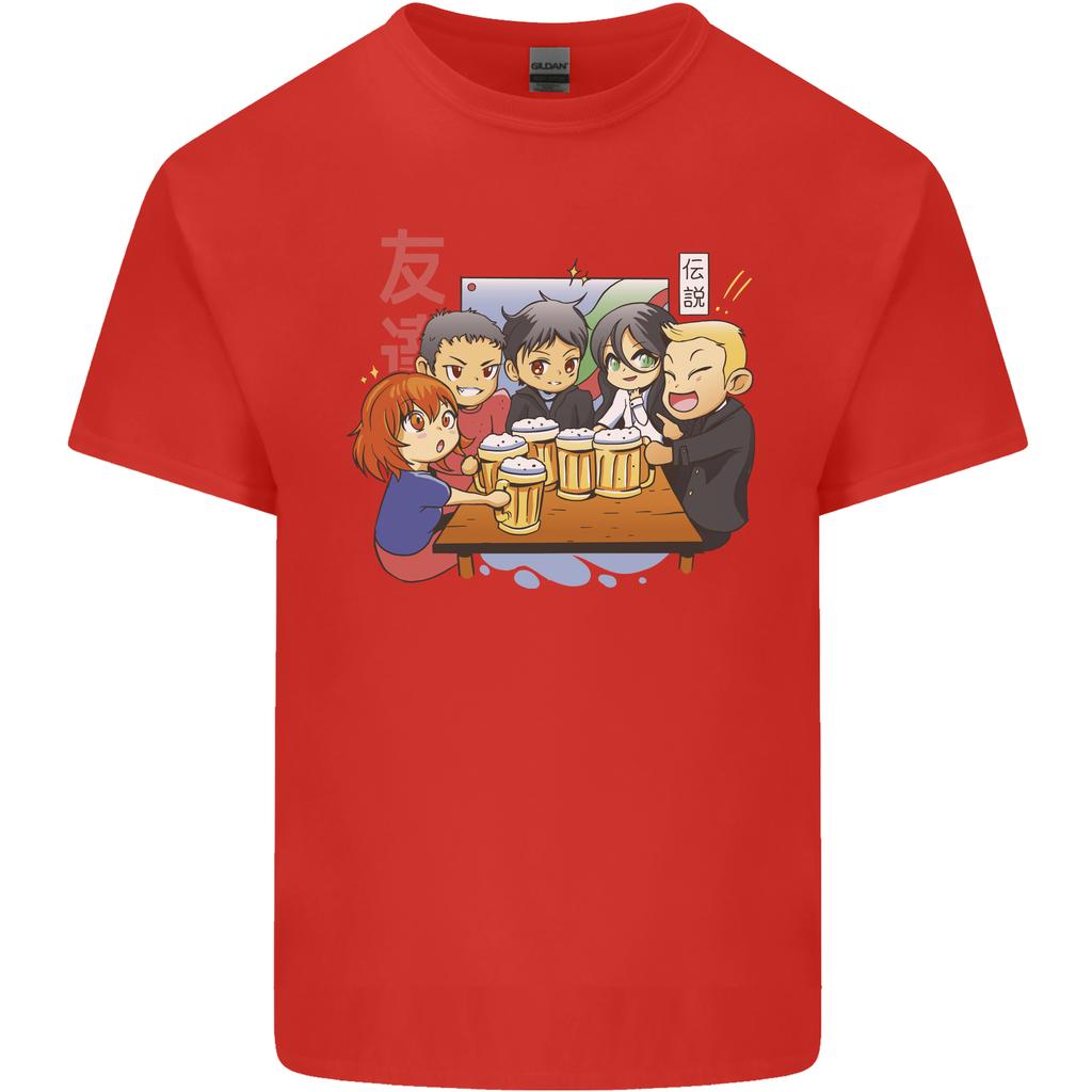 Chibi Anime Friends Drinking Beer Unisexs Light Cotton TShirt