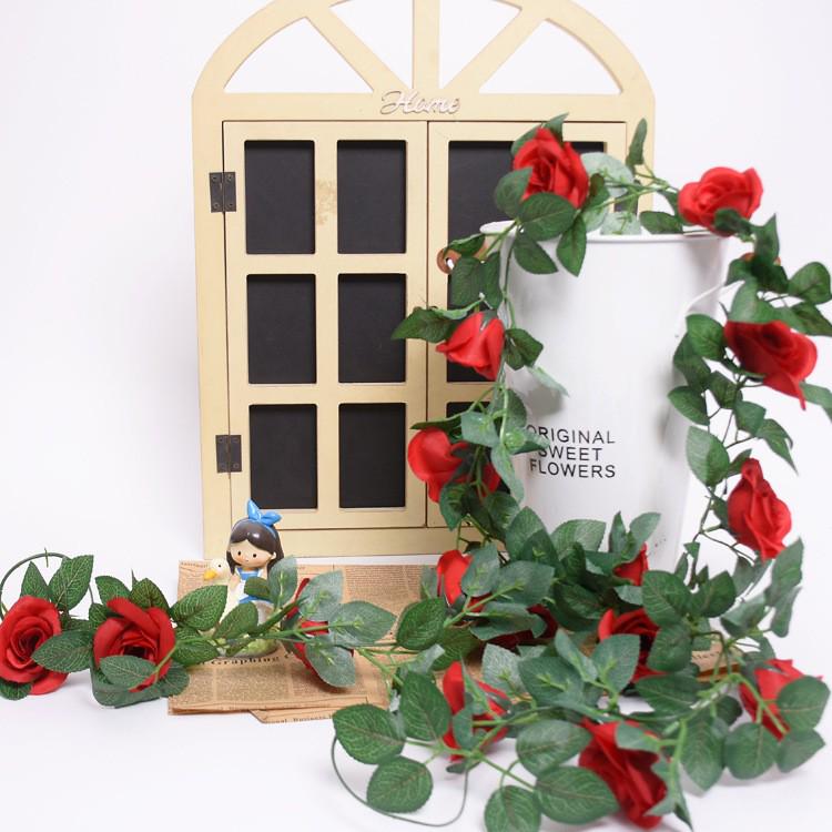 Artificial Silk Rose Vine for Ceiling or Pipe Decoration