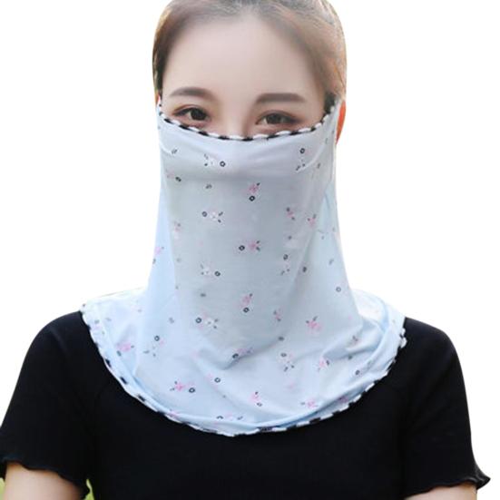 Women Floral Soft Chiffon Anti Dust Sun Protection Face Cover Neck Gaiter Scarf