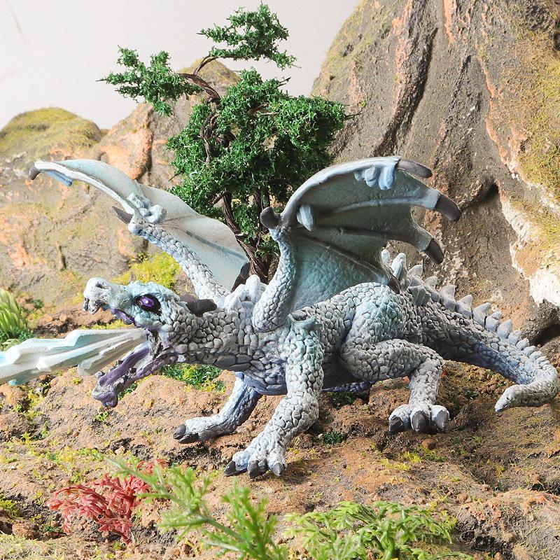 Children's Fantasy Dragon Toy Set: Knight, Elf, Animal, and Fire-Breathing Flying Dragon Model