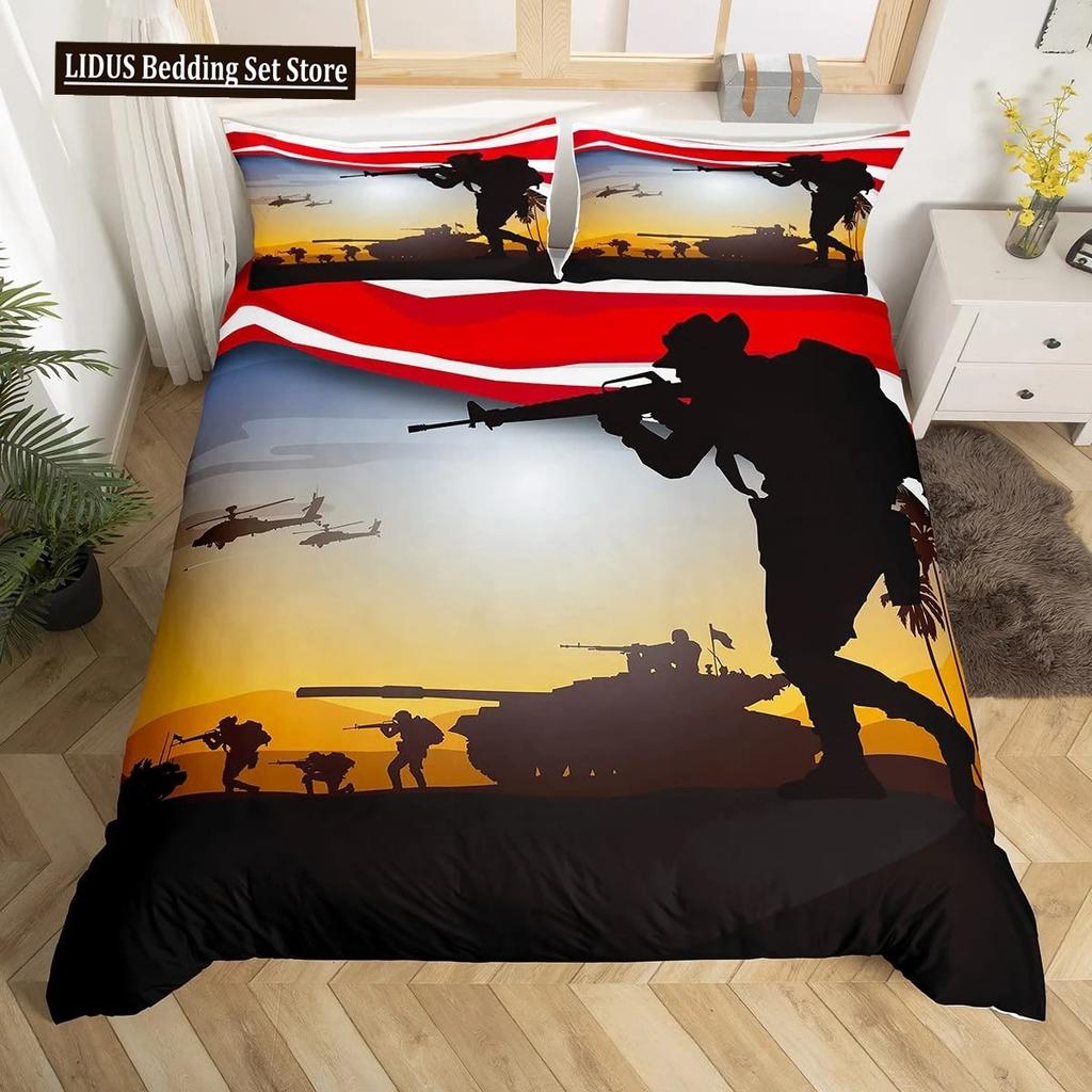 Special Police Print Duvet Cover American Soldier For Teen Adults Camouflage SWAT Theme Bedroom Decoration Polyester Quilt Cover