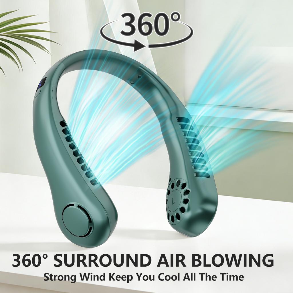 Selling Neck Fan Hot Lightweight Hands Free Headphone Design Air Outlets With 5 Speeds Adjustment Cooling Usb Mini Portable Fan