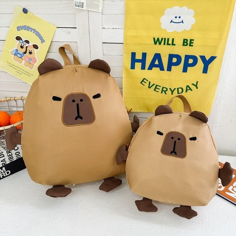 Adorable Japanese Cartoon Style Unisex Kids Backpack Featuring Cute Capybara Design