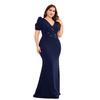 High-End Plus-Size Long Dress, New European and American Style Short-Sleeve Dress, Slim-Fit Mermaid Bridesmaid Evening Gown