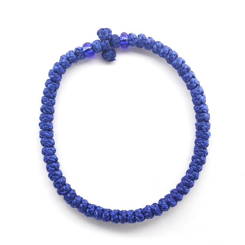 Eastern Orthodox Adjustable Prayer Rope, Hand Knotted Cord Bracelet With Geometric Cross Decor Unisex Multiple Color Options