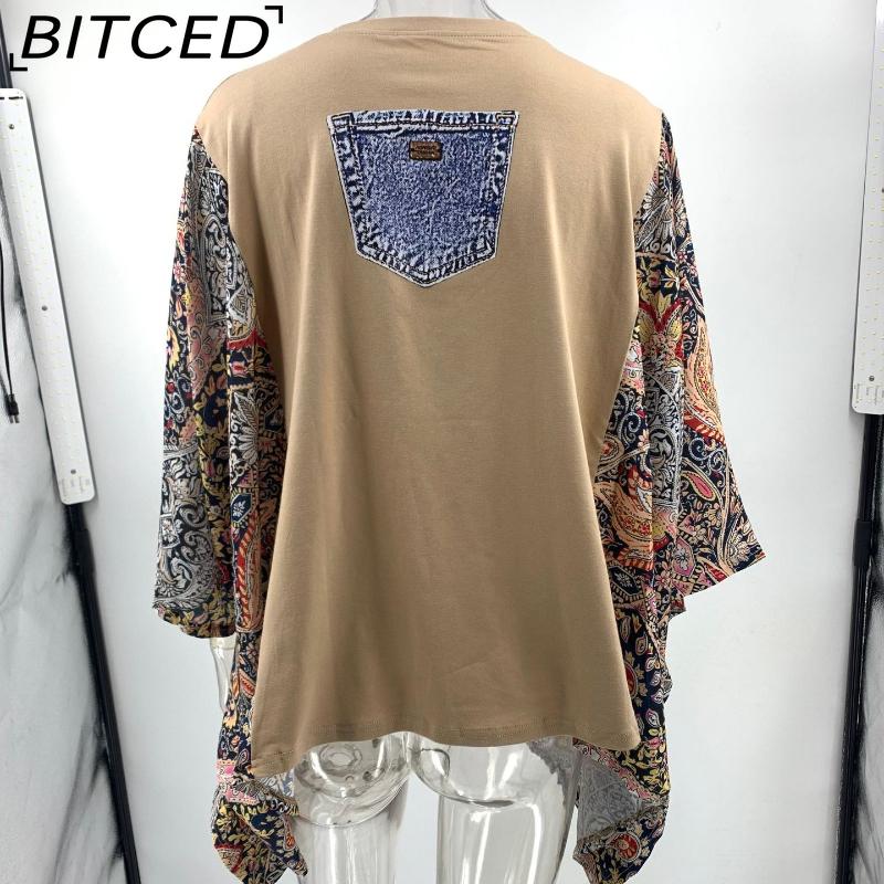 BITCED Women's Printed O-Neck Loose-Fit Casual Top