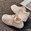 Lace-up White Shoes Women Sneakers  New Breathable Mesh Leather Women's Shoes Chunky Casual Sports Board Shoes Sneaker Adult