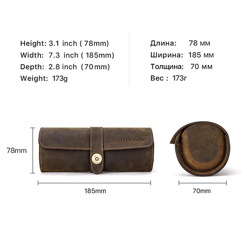 Vintage Genuine Leather 3 Slot Watch Roll Travel Case Portable Watch Display Case Watch Storage Organizer Box Men Gift