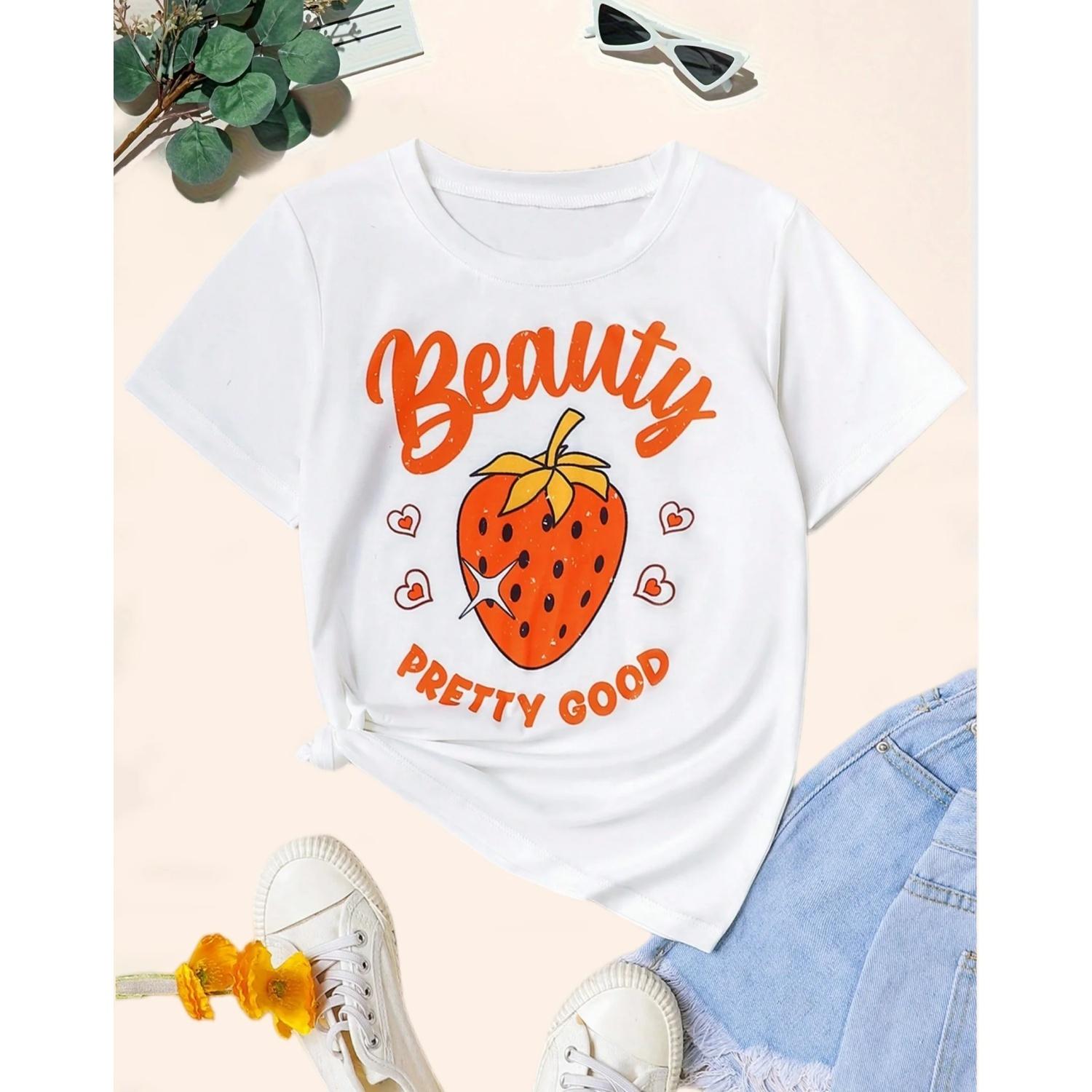 Fashionable Strawberry Pattern T-shirt Beauty Pretty Good print, a must-have for summer XXXXXL белый