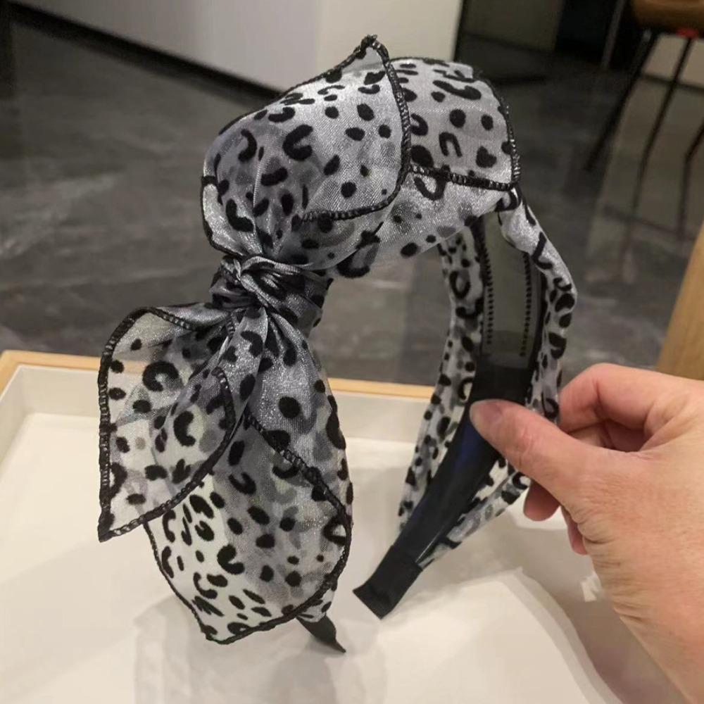 Non-slip Leopard Print Hairband Handmade Hair Accessories Vintage Bow Hair Hoop  Women