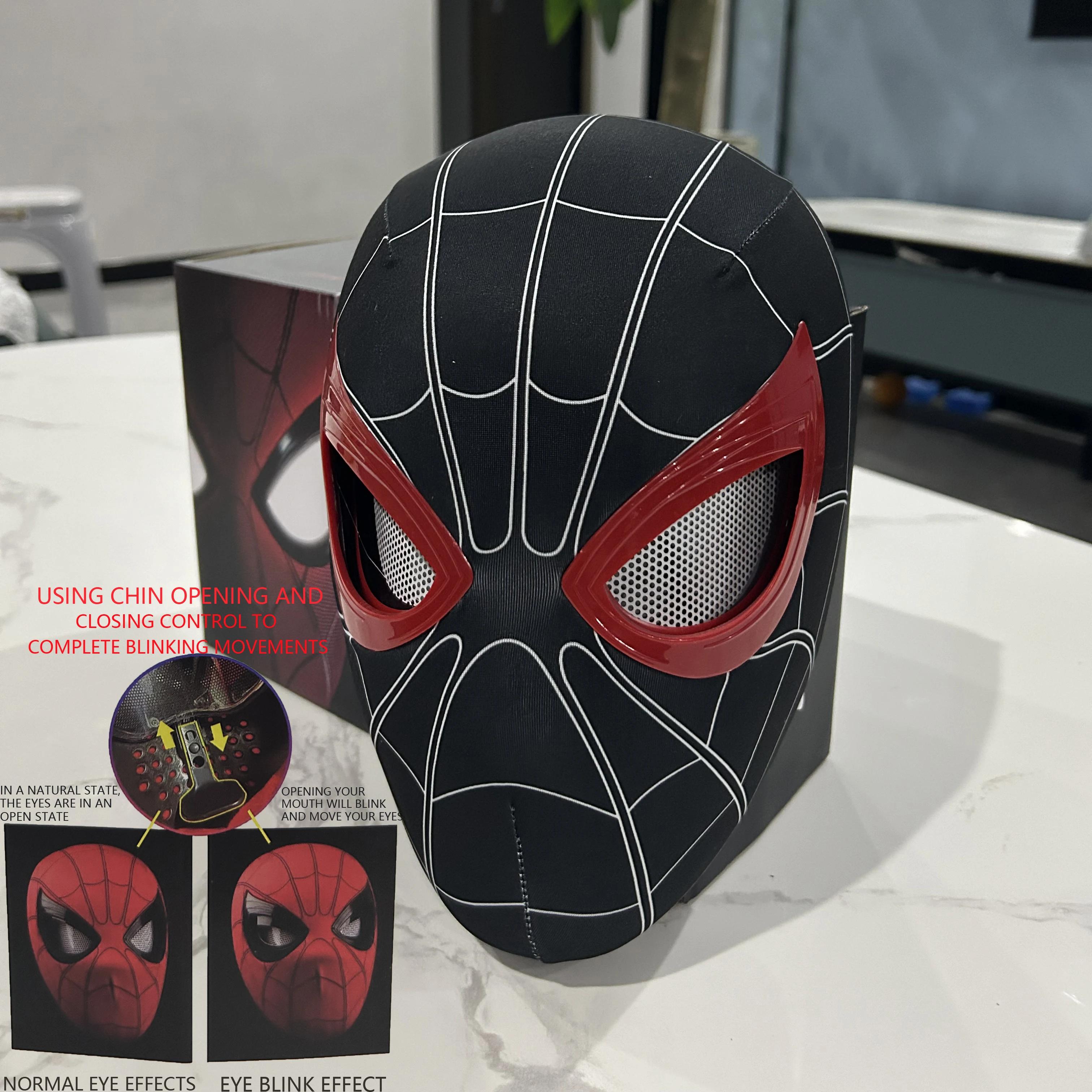 Spiderman Mask Eyes Movable Remote Control Peter Parker Spiderman Toys Children Halloween Cosplay Costume Mask