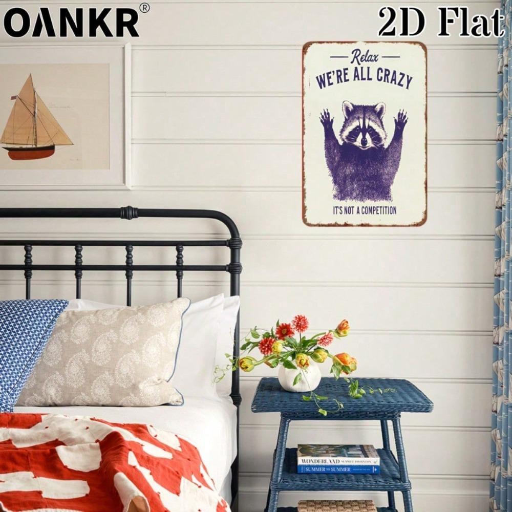 Vintage Metal Tin Sign, Relax We're All Crazy It's Not A Competition, 12x8 Inch Funny Wall Decor for Man Cave Garage