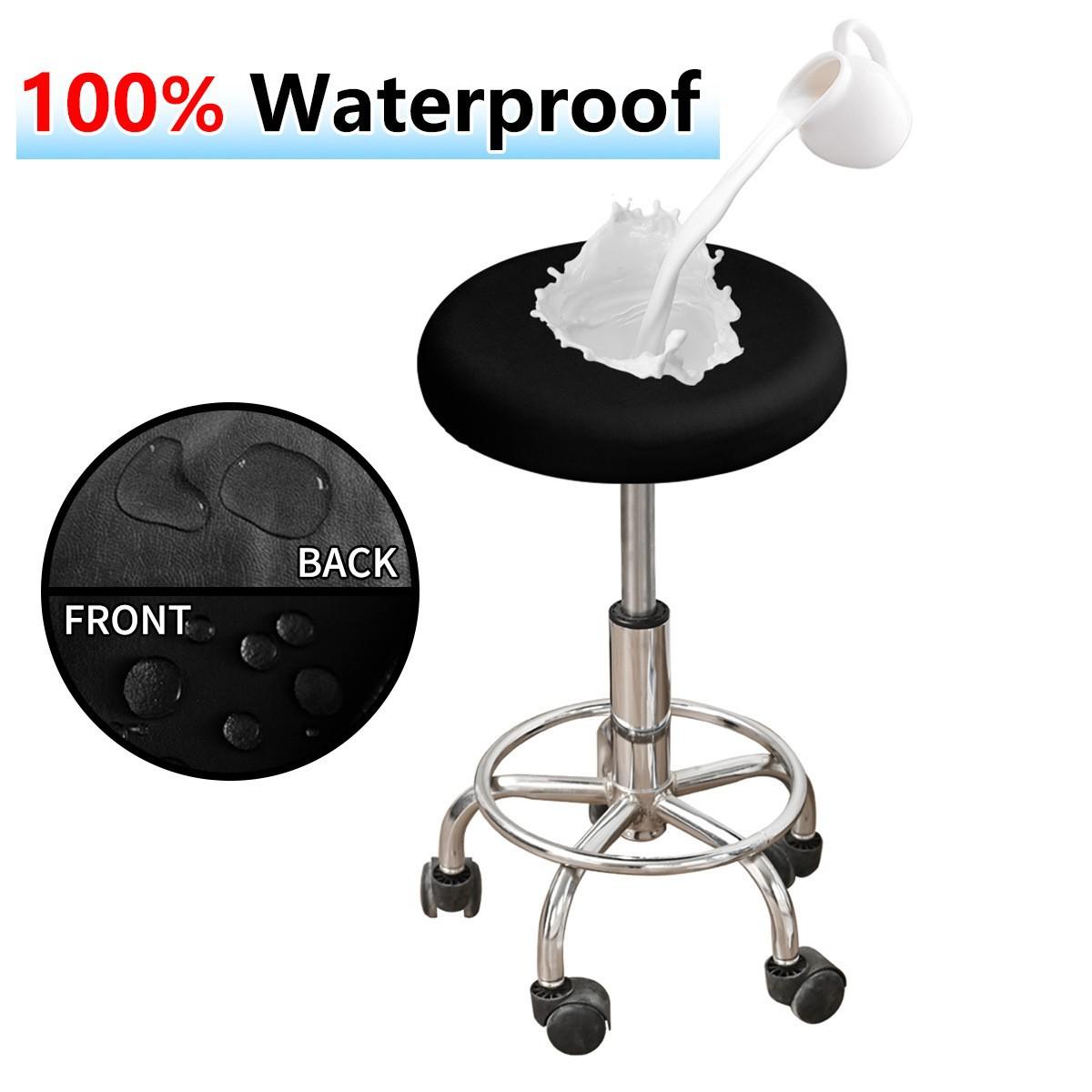 Эластичный Чехол-Растяжка для Круглого Табурета Водонепроницаемый Противоскользящий Чехол для Барных Стульев Однотонные Чехлы на Сиденье Круглого Табурета 1PC
