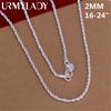 16-24inches 925 Sterling Silver 2MM Rope Necklace Beautiful Fashion Elegant For Women Men