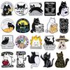 Cute Black White Cats Enamel Pins Cartoon Naughty Kitty Claw Animal Brooches Lapel Badge Fashion Jewelry Gifts For Kids Friends