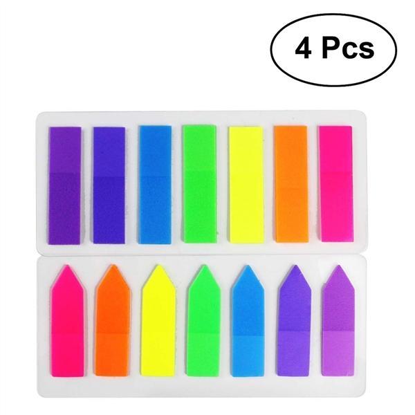 800x Self Stick Page Markers 4 Neon Colours Office Essentials for sale online