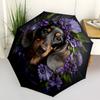 1 Stück Floral Dackel Automatisches Öffnen/Schließen Faltbarer Regenschirm mit 8 Speichen, Winddichter Tragbarer Sonnenschirm Geschenk für Feiertage yy260401099
