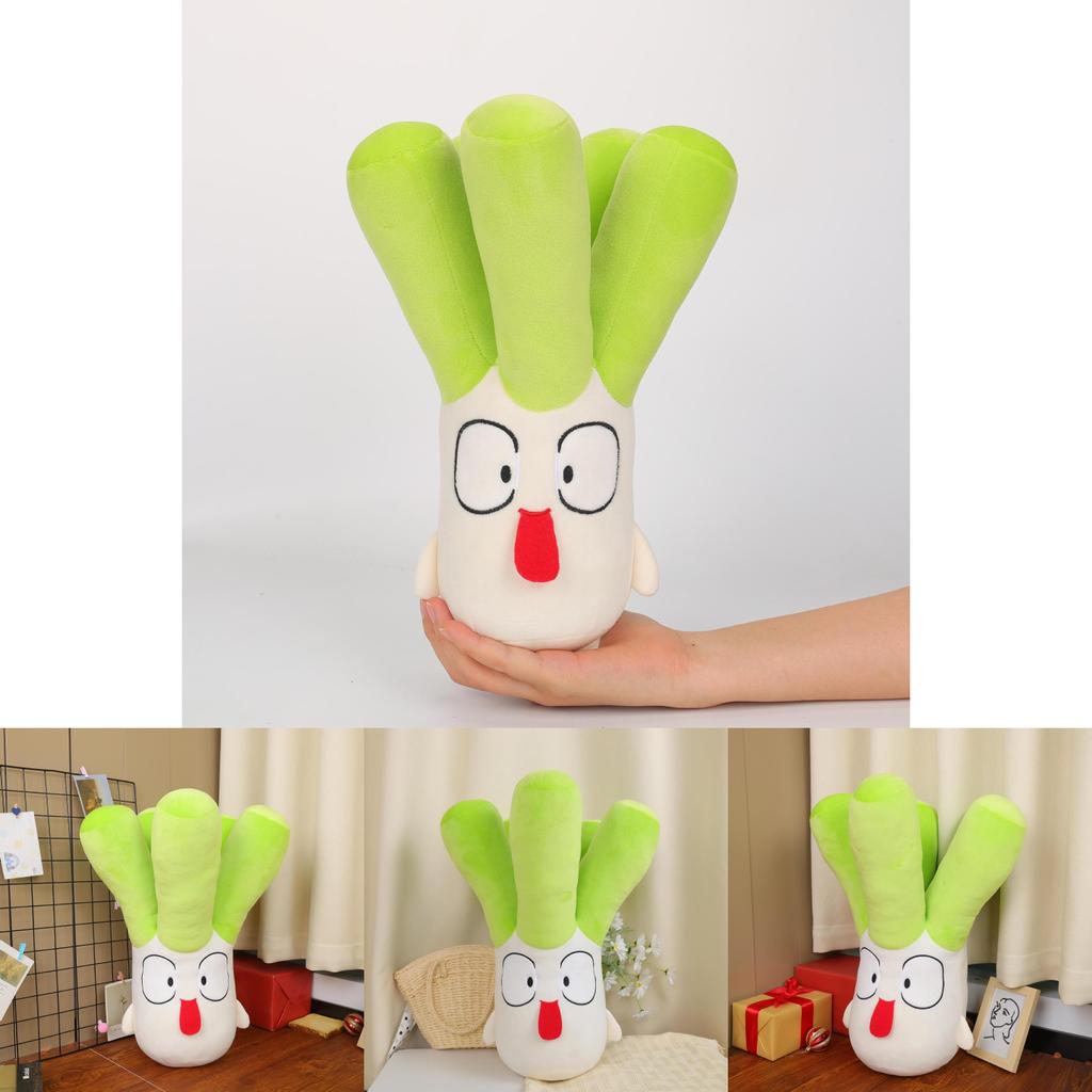 Adorable Green Scallion Plush Toy Soft Pp Cotton Stuffed Pillow For Bed