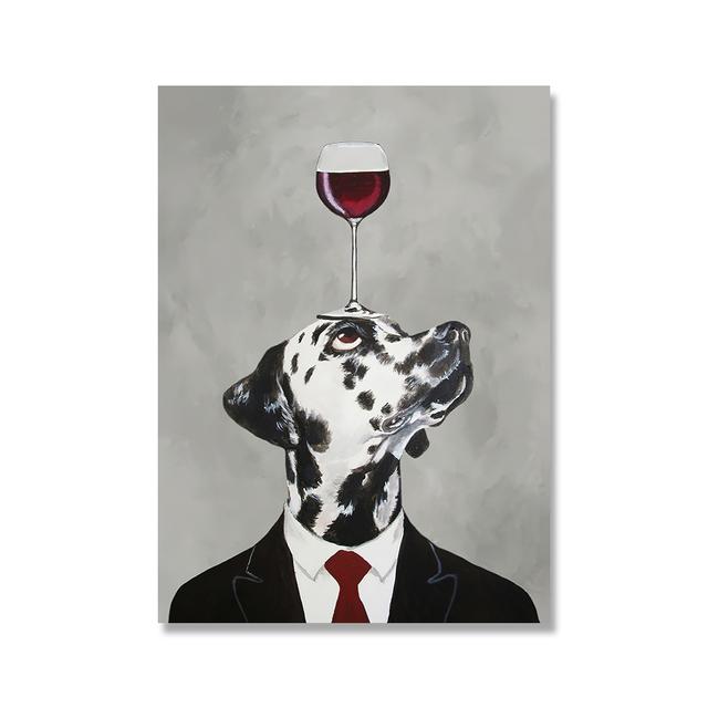 

Мода Животное Красное Вино Картинки Смешная Пятнистая Собака Бульдог Постер Собаки Бар Настенное Искусство Холст Картина Декор Гостиной Cuadros 21x30cm No Framed