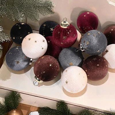 12Pcs/set Creative Velvet Christmas Ball Ornaments Shiny 6cm Xmas Tree Hanging Pendants Durable Shatterproof