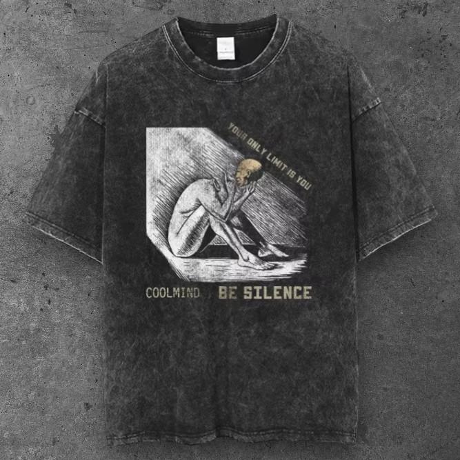 Unisex Dark Figure Philosophical Oversized T Shirt Black Grunge Style S-3XL S разноцветный