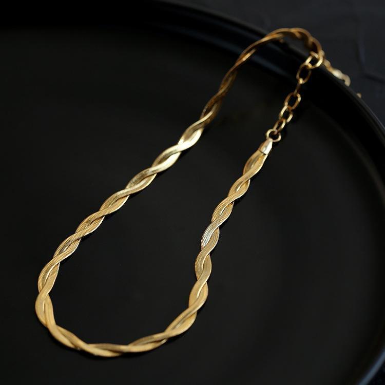 Titanium Steel Necklace Women'S O-Chain Lip Chain Plated Real Gold 18K Non-Fading Collarbone Chain Neck Chain Plain Chain