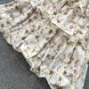 Summer Vacation Floral Printed Halter Chiffon Tiered Maxi Dress for Women Sexy V-Neck Backless Lace-up Ruffles Holiday Long Dress